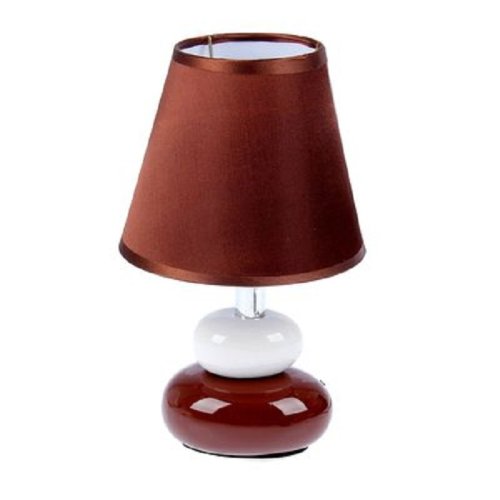 Светильник настольный 220В Е14 60Вт Коричнево-белый фото Светильник настольный 220В Е14 60Вт Коричнево-белый картинка